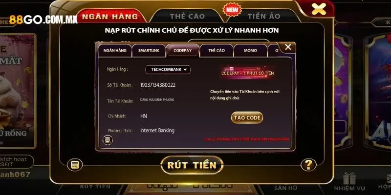Chi tiết cách rút tiền 88Go dành cho game thủ
